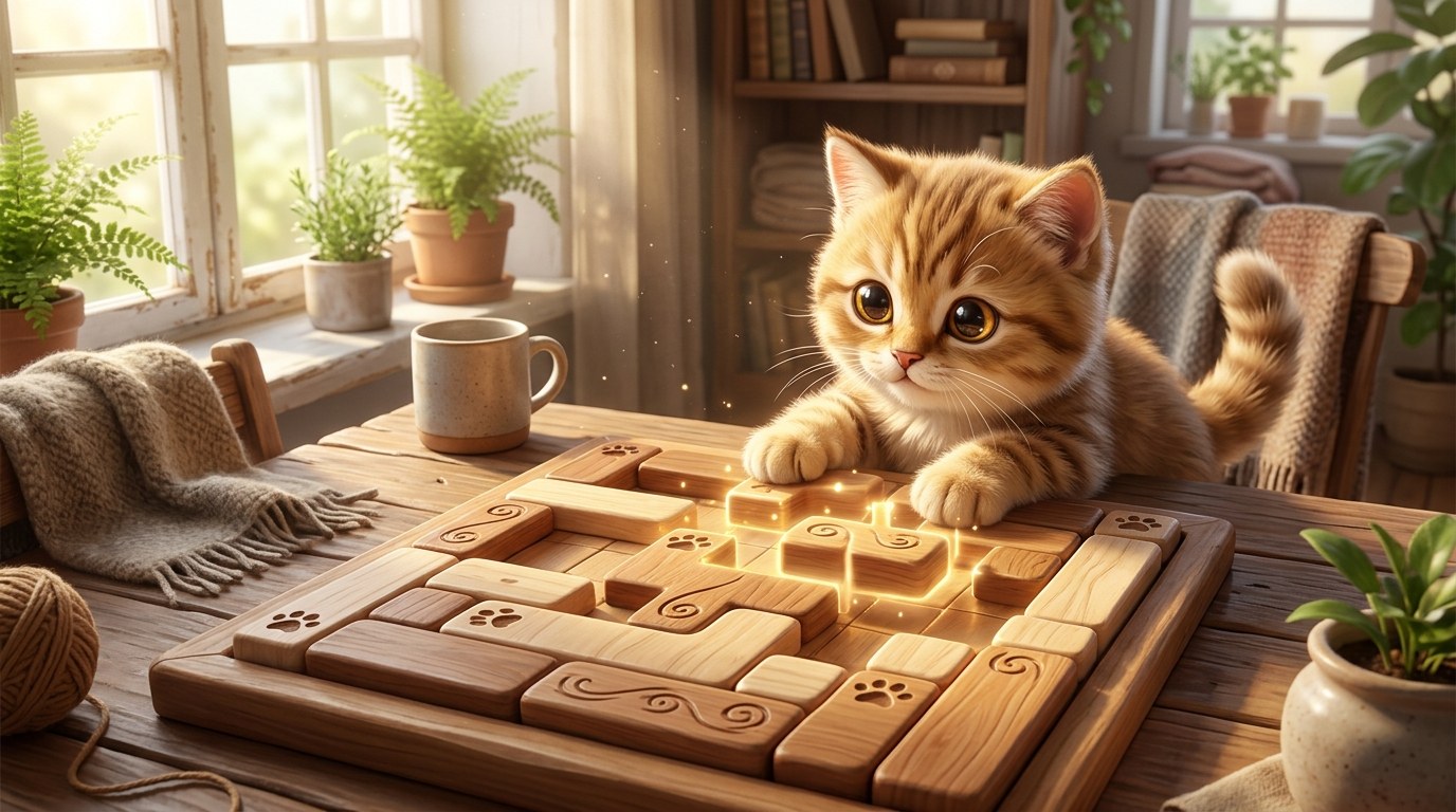 Purrfect Blocks: Wood Puzzle Banner